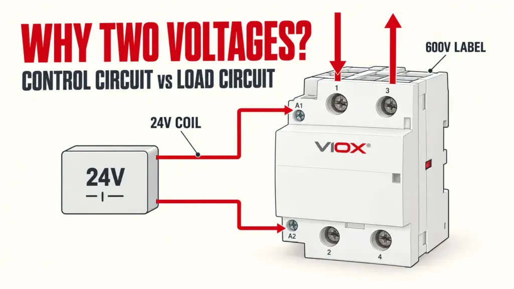 Why a Contactor Says 24V and 600V: Coil vs Load