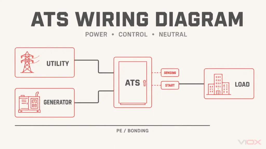 ATS Wiring Diagram: Utility–Generator, 2P, 3P & 4P