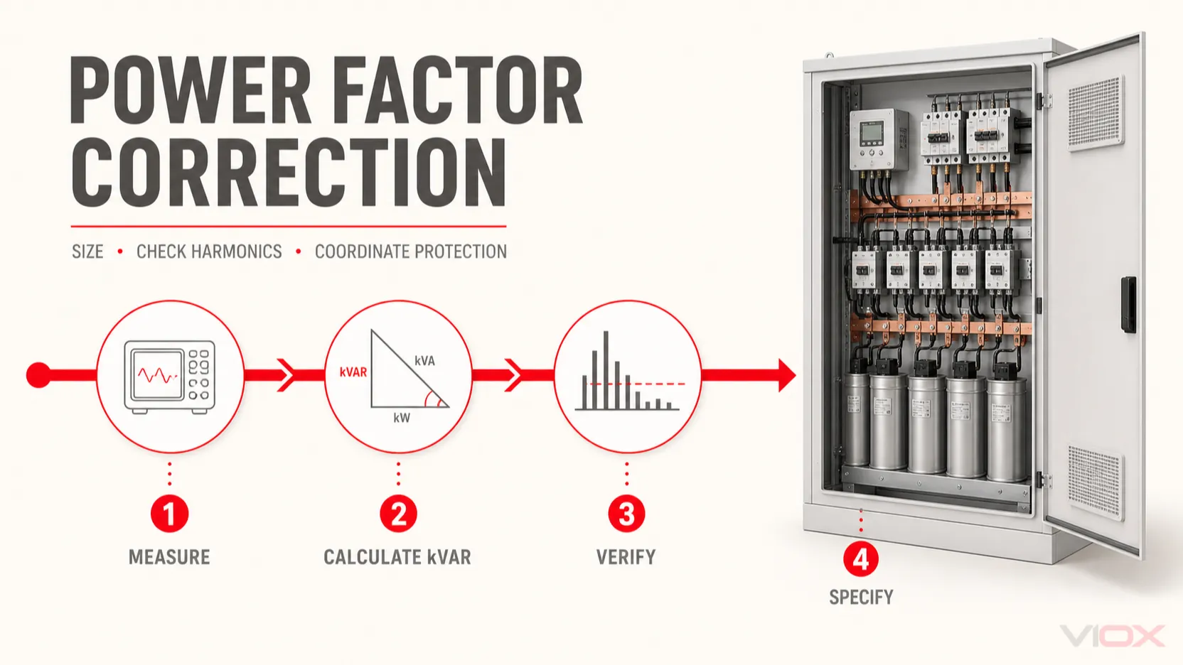 Power Factor Correction: Capacitor Bank Sizing, Harmonics, and Protection