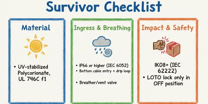 outdoor isolator survivor checklist